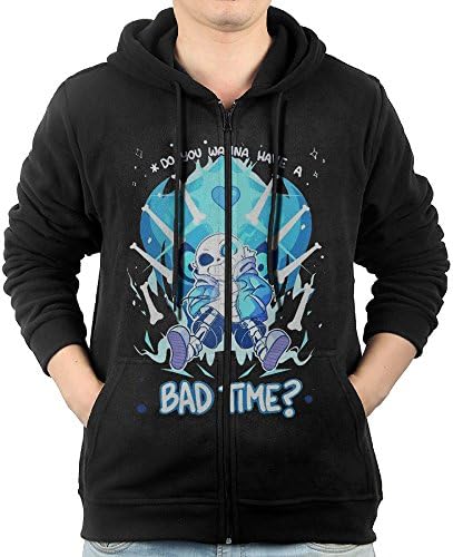 LetBiBi Hoodie Sweatshirt Men's Undertale Sans Long Sleeve Zip-up Hooded Sweatshirt Jacket Black