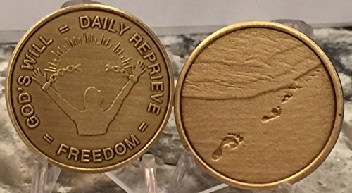 Set of 4 Medallions Chips Footprints Gods Will Came To Believe Serenity Better Yesterday