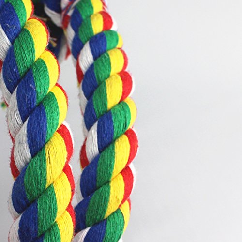 Pet Supplies Birdcage Stand Parrot Cotton Rope Bird Bungee Cage Toy With Bell Bite,Climb,Chew,Swing For Birds,Parrots,Macaw,Parakeets Colorful (S)