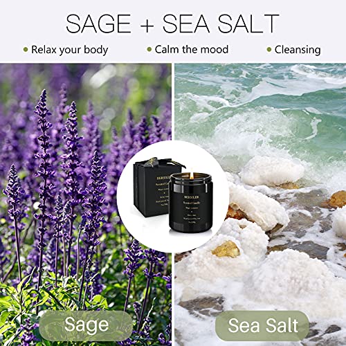 Bersiler Jar Candles - Scented Candles 7 oz - Wood Sage Sea Salt Cleansing House Negative Energy Clearance - Gift for Women/Men Birthday Valentine\'s Day Soy Wax