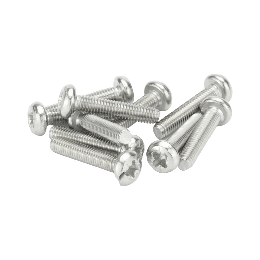 M6 (6mm x 30mm) Pozi Pan Head Machine Screws - BZP Steel (Pack of 20)