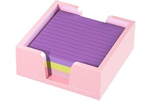 WINFFOR Acrylic Notepad Holder Dispenser - 3x3 in Sticky Note Memo Holder for Desk Organizer (W/O Pads) Office Desk Accessories School Supplies, Lightpink