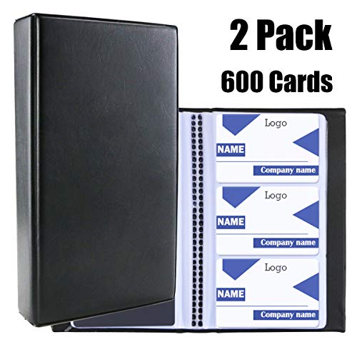 Neworkg 2 Pack Business Card Book Holder, Hold 600 Cards, Black Professional Office Journal Name Card Holders, Business Large Capacity Credit Card Organizer - Thumbnail 7