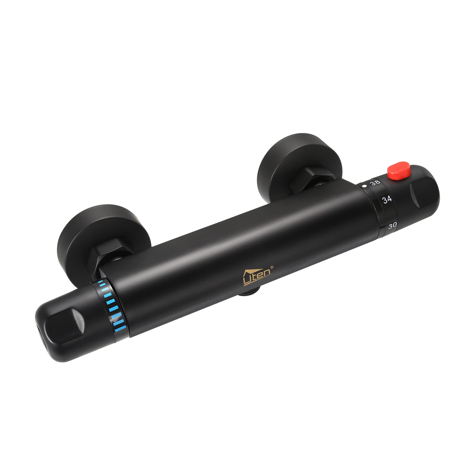 Uten Shower Mixer Tap Thermostat Black Shower Thermostat with 38 °C Safety Button Shower Mixer Tap for Bathroom Tub