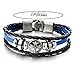 COOLSTEELANDBEYOND 20CM Mens Cross Black Blue Braided Leather Bracelet Leather Wristband Wrap Bracelet