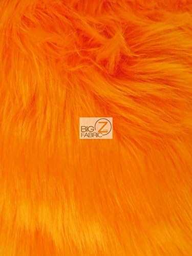 EcoShag Faux Fake Fur Solid Shaggy Long Pile Fabric Sold By The Yard DIY Coats Costumes Scarfs Rugs Accessories Fashion (Orange)