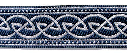 1A-Kurzwaren 10 m, Wide Woven Celtic Knots Band Border 33 mm Colour: Blue/Silver 35034-BLSI