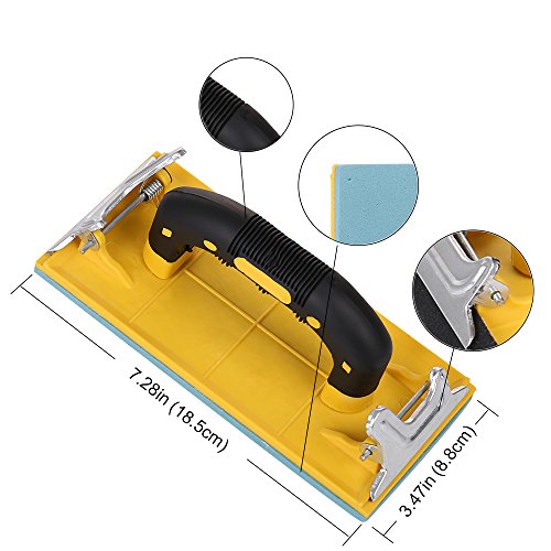 Hand Sander Holder Sandpaper Tool With Soft Sponge Pad Rubber Handle for Grind (7.3x3.6 inches) Free Nitrile Gloves