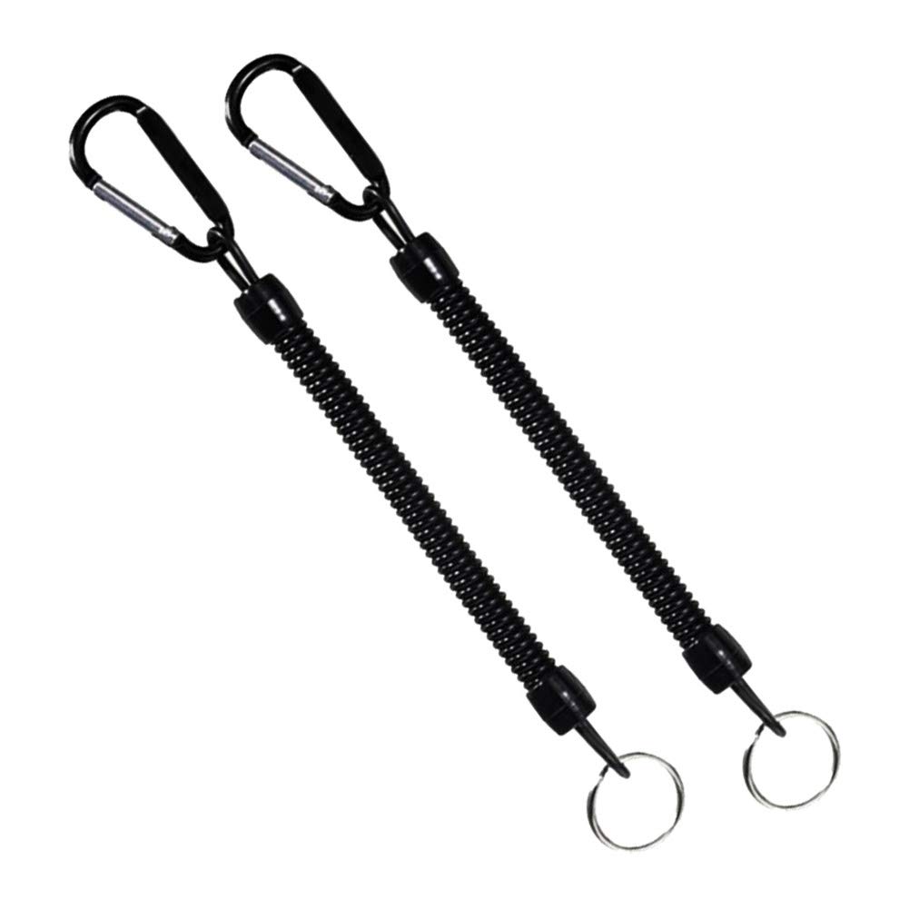 2 Pcs Stretchy Spiral Keyring With Color Carabiner Spiral Retractable Coil Spring Key chain Theftproof Anti-Lost Stretch Cord Safety Key Ring for Keys, Wallet, Cellphone, Backpack