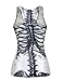 Pink Queen Hot Women Skeleton Skull Printed Sleeveless T Shirt Tank Tops (White Skull) Fits S/M/L