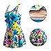 wantdo Women's Swimdress Push Up Swimsuit Plus Size Swimwear Bathing Suit Lake Blue Flower US 12-14