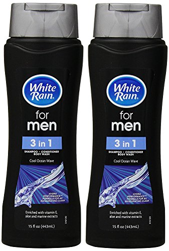 White Rain for Men 3 in 1 Shampoo/Conditioner/Body Wash Cool Ocean Wave - 15 oz, Pack of 2