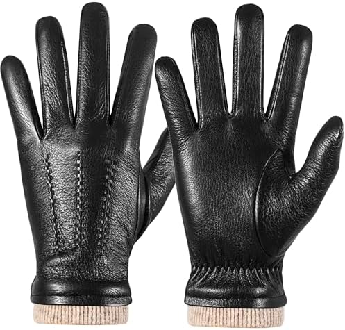 MAGILINK Genuine Sheepskin Leather Winter Touchscreen Gloves