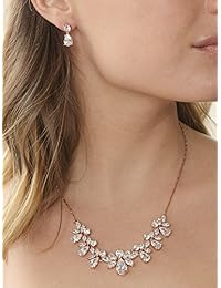 mariell Rose Gold multi-shaped Pear Juego de Collar con Marquise circonio cúbico y arete (sobre delicado cadena