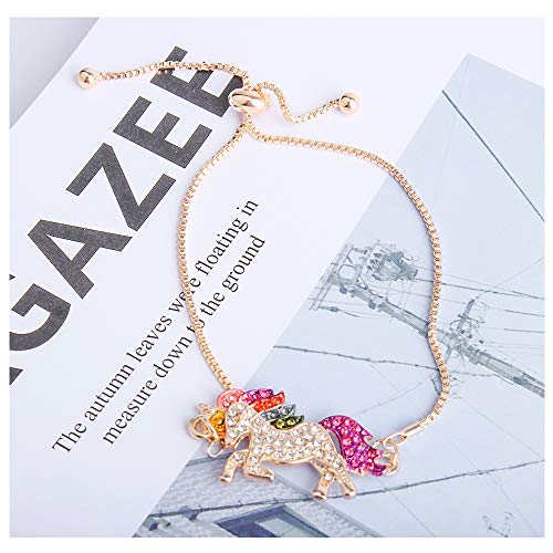 Hicdaw 7PCS Necklace for Unicorn Jewelry Set Include Bracelet Stud Earrings Coin Purse Ring Gift for Girls