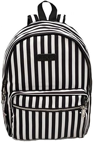 Ugoogbag Women Canvas Casual Backpack Travel Laptop Student Backpacks Stripe Bags Blue (black)