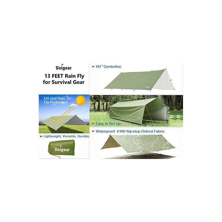 Unigear Hammock Rain Fly Tent Tarp 300cm x 300/400/500cm,Portable