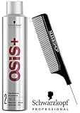 Schwarzkopf OSIS + FREEZE FINISH 2 Strong Hold Hairspray, MEDIUM CONTROL (with Sleek Steel Pin Tail Comb) (9.1 oz/258 g)