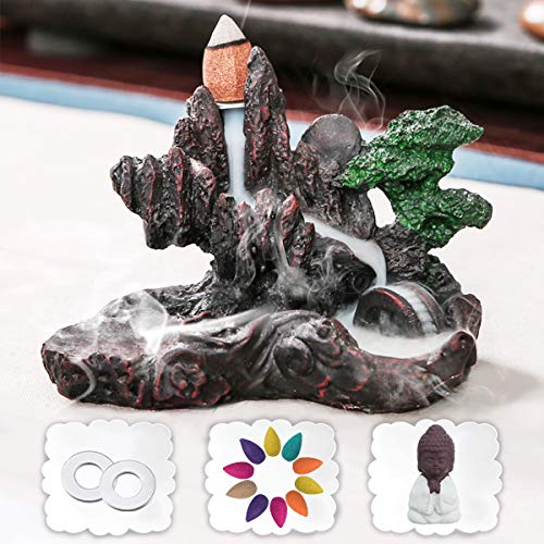 Jeteven Waterfall Backflow Incense Burner Sticks Holder - Ride The Crest of Wave, Ideal for Yoga Room Home Decoration & Handicraft Gift
