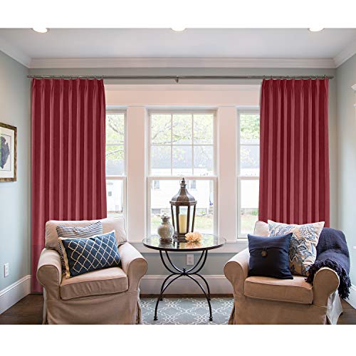 Macochico Extra Long and Wide Curtains 150" W x 102" L Polyester Cotton Drapery with Blackout Lining Pinch Pleated Drapery for Sliding Door Patio Door Living Room Burgundy (1 Panel)