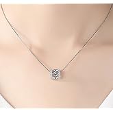 WDIYIEETN Fashion Jewelry 925 Sterling Silver CZ Crystal Dancing Heart Angel Kiss Dancing Pendant Necklace