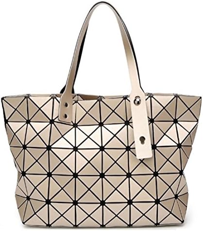 Fashion Geometric Lattice Top-handle Handbag for Women Matte PU Leather Tote Purse and Handbags Geometry Shoulder Bag