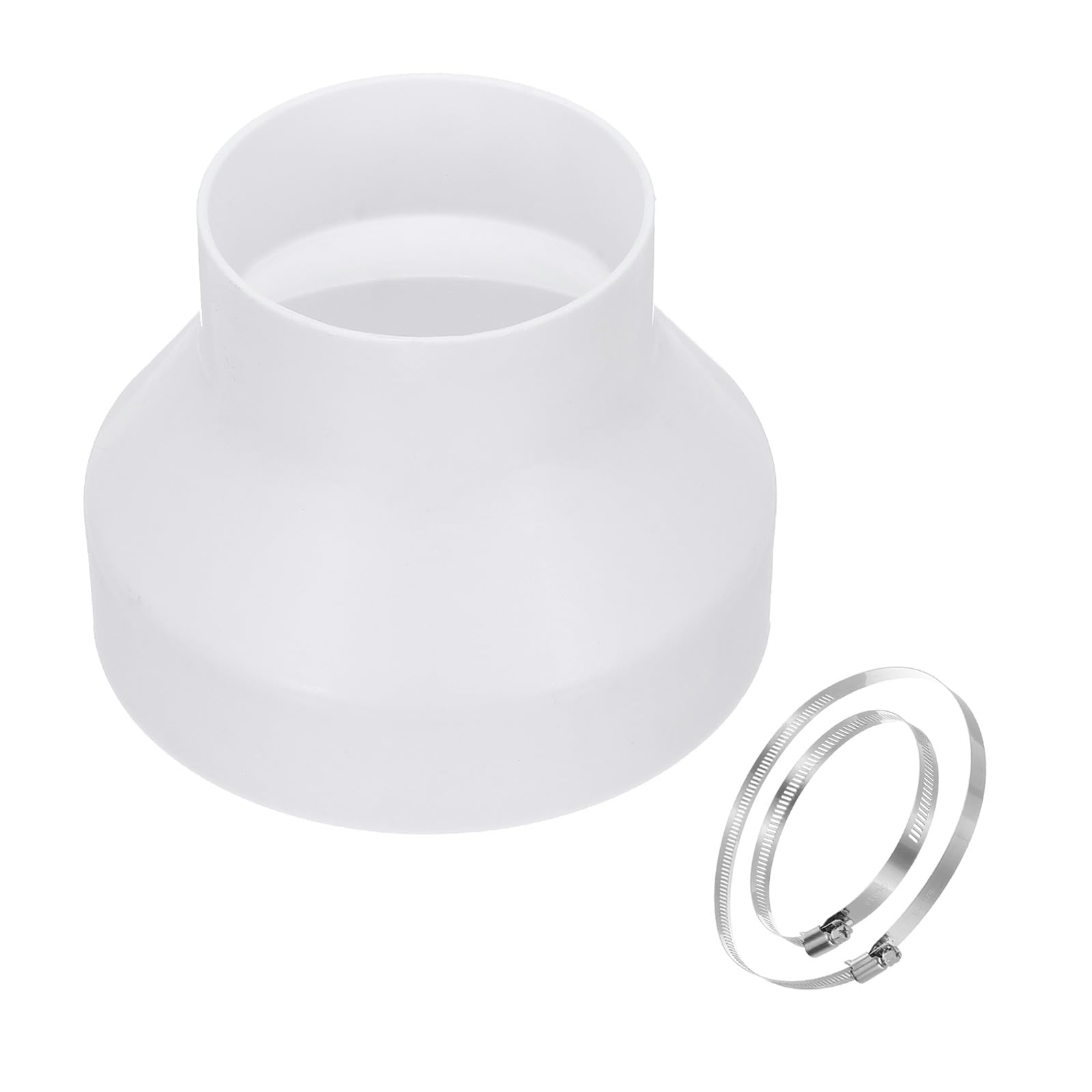 PATIKIL 6 Inch to 4 Inch Duct Reducer, ABS Duct Inline Reducer Connector Ducting Adapter Increaser Pipe Fitting with 2 Pcs Hose Clamps for HVAC Inline Ventilation System