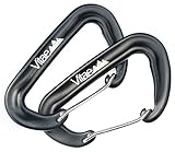 Vitae Explore Wiregate Carabiners - Aluminum Lightweight Carabiners Best for Hammock Straps, Attaching Camping Gear, Keychains, and other equipment (Black, 2pc - 12KN)