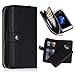 iPhone 8 Plus Case, iPhone 7 Plus Case, Zipper Wallet Type Flip Folio Premium Leather Credit Card Holder Case with Wrist Strap - Detachable Magnetic Back Cover for iPhone 7Plus / iPhone 8Plus