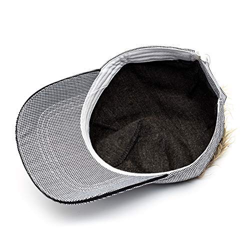 MILANMOOD Novelty Sun Cap Wig Peaked Adjustable Baseball Hat with Spiked Hairs, Grid Brown