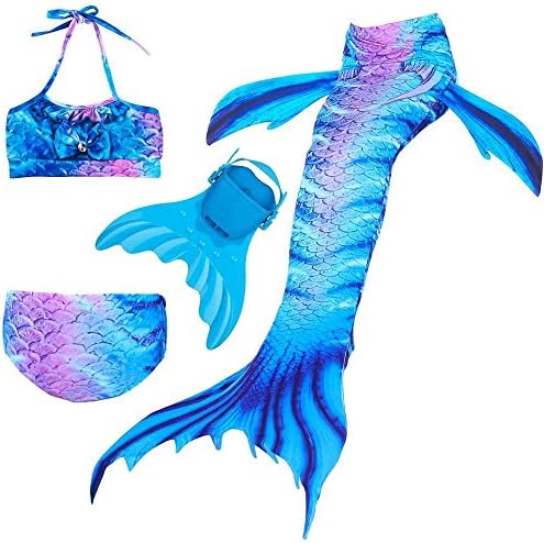 Osmanluer 4PCS Girls Mermaid Tail for Swimming Cosplay Swimmable Mermaid Tail Swimsuit