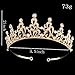 Santfe Bridal Wedding Prom Rhinestone Crystal Crown Hairband Headband Tiara Hair Jewelry for Womens Girls (style gold-2)
