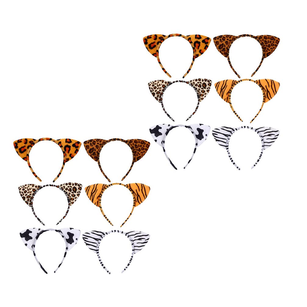 Lurrose 12pcs Animal Ear Headbands Cartoon Animal Themed Headbands Cosplay Hair Hoop for Parties, Halloween, Carnival & Gifting