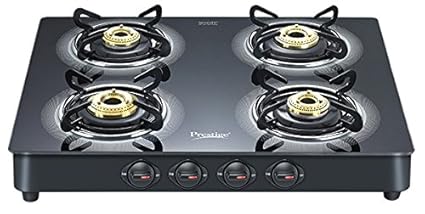 Buy Prestige Royale Plus Schott Glass 4 Burner Gas Stove Black