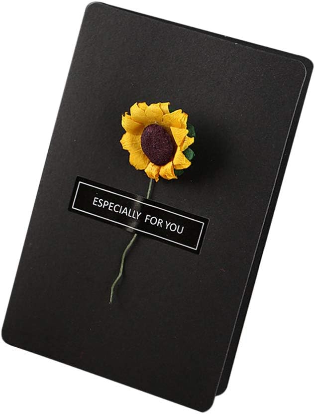 Amazon Co Jp Bestoyard グリーティングカード メッセージカード ドライフラワー Diy 手作り お祝い 誕生日 結婚式 パーティー装飾 カード ひまわりと黒い紙カード ホーム キッチン