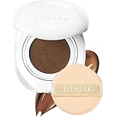 EITHER& Glow Pixel Cushion, 62% Skincare-Infused Foundation for Radiant Glass Skin, No Oxidation, 100H Long-Wear, Lightweight Buildable Korean Cushion (32N Caramel, 12g)