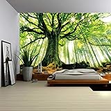 ENJOHOS Nature Forest Thick Tree Wall Tapestry Large 3D Print Wall Art Hanging for Bedroom Living Room Dorm Decor, W79 x T59,Green and White