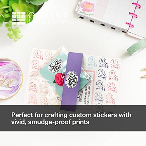 Waterproof Sticker Paper (10 Sheets) - Blank White Matte Full Sheet Label - Inkjet Printer Compatible - 8.5" X 11"- Online Labels