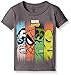 Marvel Little Boys' Toddler Comics Super Heroes Face Panel Short Sleeve T-Shirt, Charcoal, 4T