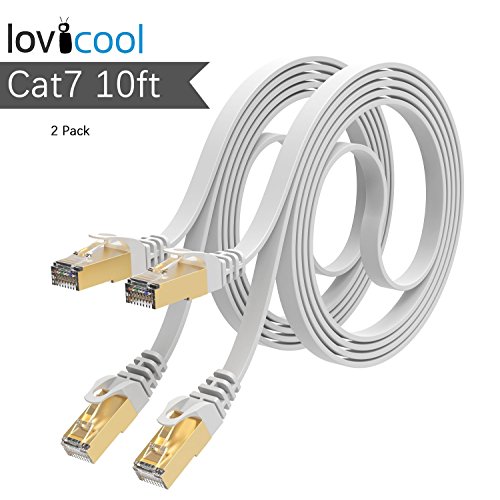 CAT 7 Ethernet Cable 10ft White 2 Pack,CAT 7 LAN Network Cable 600 MHz Speed Gigabit Patch Cord SSTP RJ45 Gold Plated Lead Connector for Switch/Router/Modem/Pat 3m