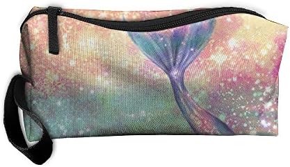 Glitter Pink Mermaid Pencil Bag Durable Pouch Zipper Big Capacity Trave Makeup Cosmetic Bag Organizer Bag