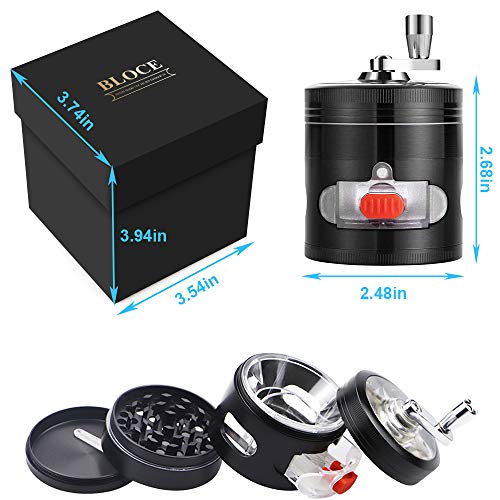 BLOCE 2.5" Herb Grinder, 4 Piece Premium Hand Cranked Design Herb