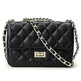Volcanic Rock Women's Quilted PU Leather Cross-body Bag Girls Purse & Handbags Chain Small Messenger Bag