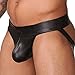 Manocean Mens Sexy Underwear Faux -Leather Jockstrap Breathe Holes G-String