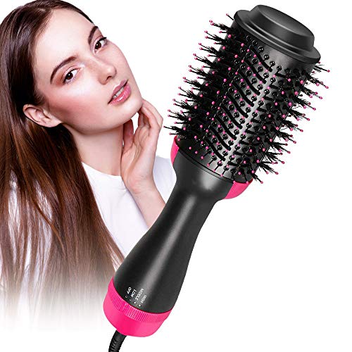 One-step Hair Dryer Brush and Hot Air Brush, Electric Hair Dryer Volumizer with Negative Ion Curling Dryer Brush Styler, Hair Straightening Brush, Rotating Blow Dryer Brush, Black 2 in 1 110v, by Yeed