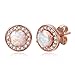  DwearBeauty Rose Gold Plated Stud Cubic Zirconia and Opal Earrings (Round-Shape Rose Gold)