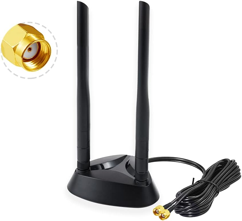 Vecys 6dBi Dual Band WiFi Antenna 2.4/5.8GHz RP-SMA Magnetic Base 1.2M for PCIE