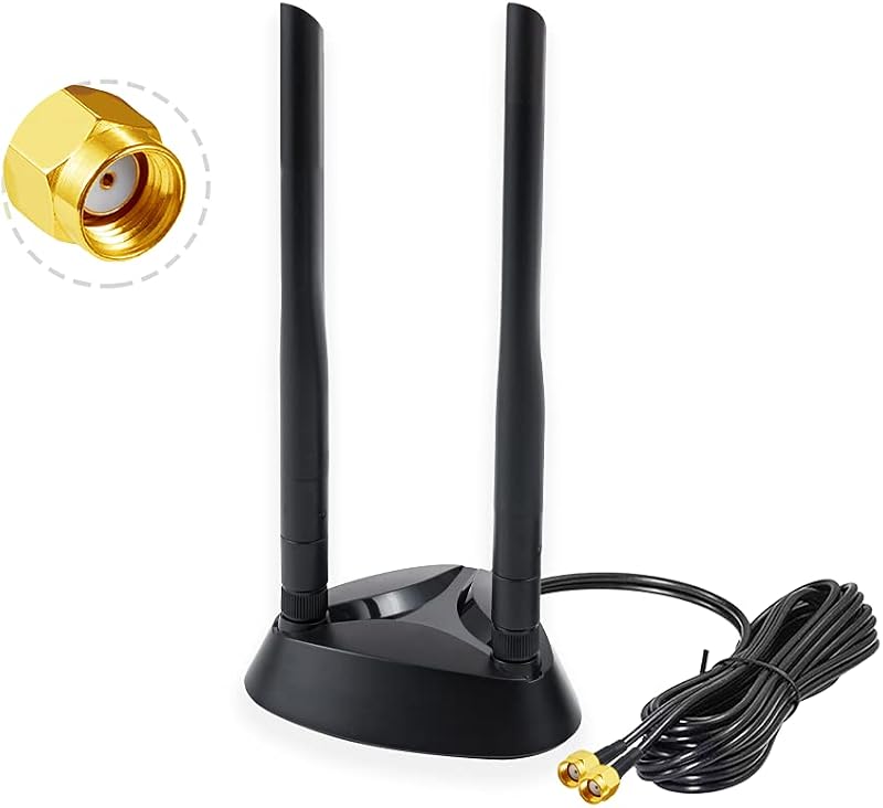 Vecys 6dBi Dual Band WiFi Antenna 2.4/5.8GHz RP-SMA Magnetic Base 1.2M for PCIE