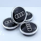 ZZHF1 Wheel Centre Hub Caps 69mm for Audi Badge Emblem 4B0601170A (4Pcs) (Black)