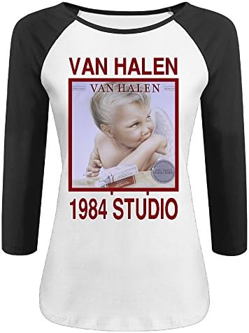 Women 1984 Studio Album Van Halen Casual Round Neck Plain Raglan T Shirt 3/4 Sleeve